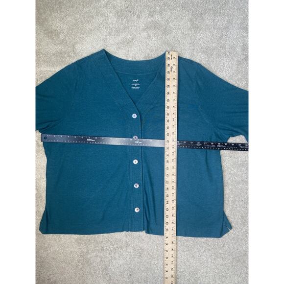 Pure Jill Womens Size 4X Green Hemp Cotton Short Sleeve Shell Button Front Top - Picture 7 of 9